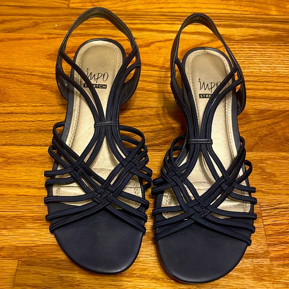 Impo Stretch Navy Blue Rozette Wedges